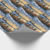 Pitbull-Weihnachtsboot-Feiertag Geschenkpapier (Ecke)
