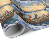 Pitbull-Weihnachtsboot-Feiertag Geschenkpapier (Rolleneckpunkt)