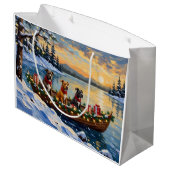 Pitbull-Weihnachtsboot-Feiertag Große Geschenktüte (Rückseite Schrägansicht)