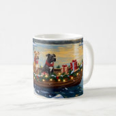 Pitbull-Weihnachtsboot-Feiertag Kaffeetasse (VorderseiteRechts)