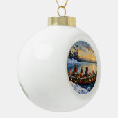 Pitbull-Weihnachtsboot-Feiertag Keramik Kugel-Ornament (Links)
