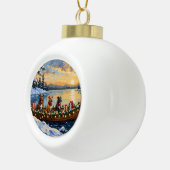 Pitbull-Weihnachtsboot-Feiertag Keramik Kugel-Ornament (Rechts)