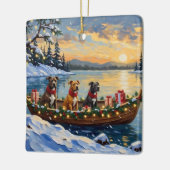 Pitbull-Weihnachtsboot-Feiertag Keramikornament (Links)