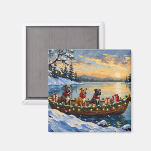 Pitbull-Weihnachtsboot-Feiertag Magnet