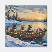 Pitbull-Weihnachtsboot-Feiertag Magnet (Vorne)