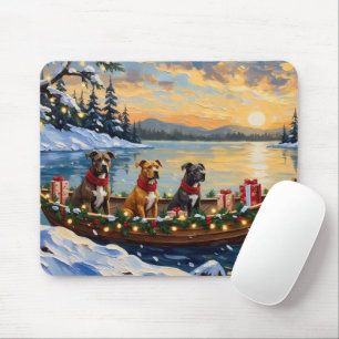 Pitbull-Weihnachtsboot-Feiertag Mousepad