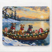 Pitbull-Weihnachtsboot-Feiertag Mousepad (Vorne)