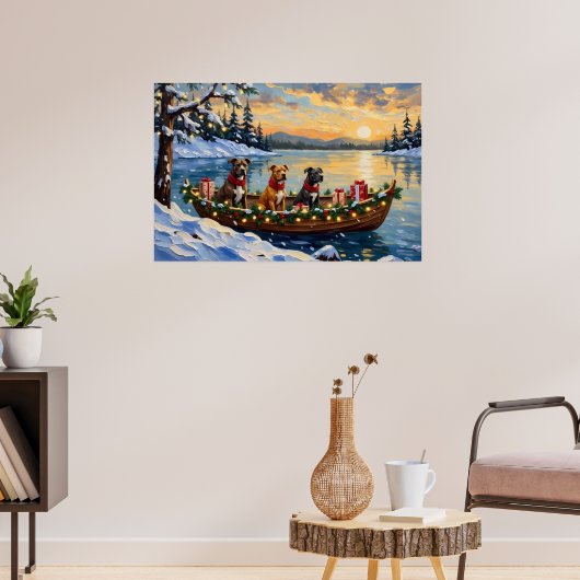 Pitbull-Weihnachtsboot-Feiertag Poster (Wohnzimmer 3)