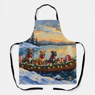 Pitbull-Weihnachtsboot-Feiertag Schürze