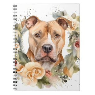 Pitbull-Weihnachtskranz Festiver Hund Notizblock