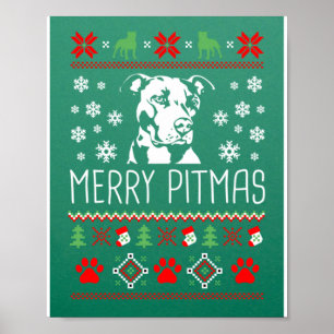 Pitbull Weihnachtsliebhaber Merry Pitmas Ugly Chri Poster