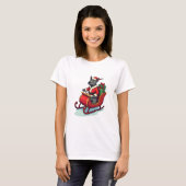 Pitbull Weihnachtsmann Fahrt T-Shirt (Vorne ganz)