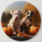 Pitbull Welpe Herbst Delight Pumpkin Button (Vorderseite)