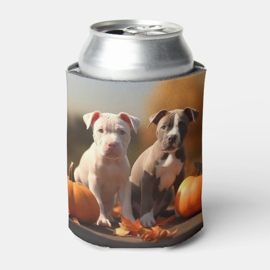 Pitbull Welpe Herbst Delight Pumpkin Dosenkühler (Kanne Vorderseite)