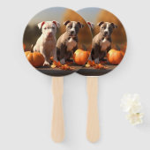 Pitbull Welpe Herbst Delight Pumpkin Fächer (Vorne und Hinten)