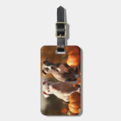Pitbull Welpe Herbst Delight Pumpkin Gepäckanhänger (Vorderseite vertikal)
