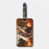 Pitbull Welpe Herbst Delight Pumpkin Gepäckanhänger (Rückseite vertikal)