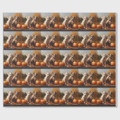 Pitbull Welpe Herbst Delight Pumpkin Geschenkpapier (Flach)