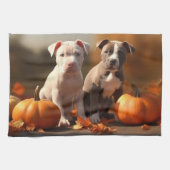 Pitbull Welpe Herbst Delight Pumpkin Geschirrtuch (Horizontal)