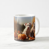 Pitbull Welpe Herbst Delight Pumpkin Kaffeetasse (VorderseiteRechts)