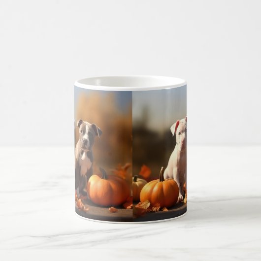 Pitbull Welpe Herbst Delight Pumpkin Kaffeetasse (Mittel)