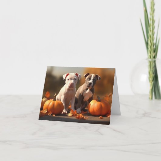 Pitbull Welpe Herbst Delight Pumpkin Karte (Vorderseite)