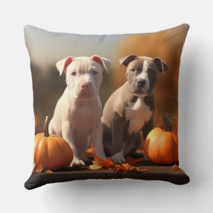 Pitbull Welpe Herbst Delight Pumpkin Kissen