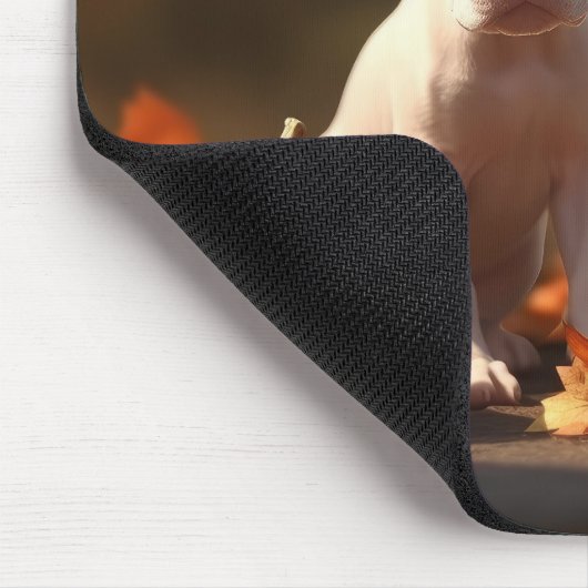 Pitbull Welpe Herbst Delight Pumpkin Mousepad (Ecke)