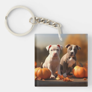 Pitbull Welpe Herbst Delight Pumpkin Schlüsselanhänger