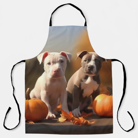 Pitbull Welpe Herbst Delight Pumpkin Schürze (Vorderseite)