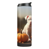 Pitbull Welpe Herbst Delight Pumpkin Thermosbecher (Nach links gedreht)