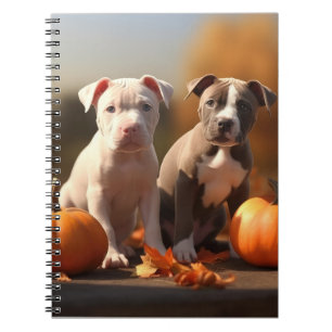 Pitbull-Welpe Herbstfreude Kürbis Notizblock