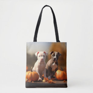 Pitbull-Welpe Herbstfreude Kürbis Tasche