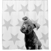 Pitbull Welpe und SternDuschvorhang Duschvorhang (Vorderseite)
