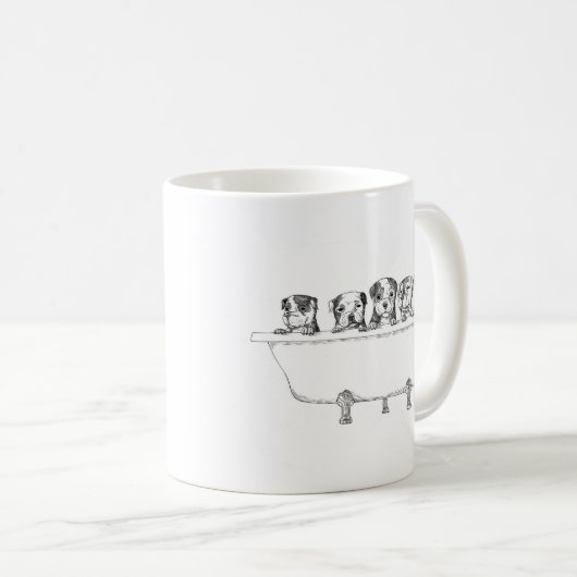 Pitbull Welpen in der Wanne - Illustration Kaffeetasse (VorderseiteRechts)