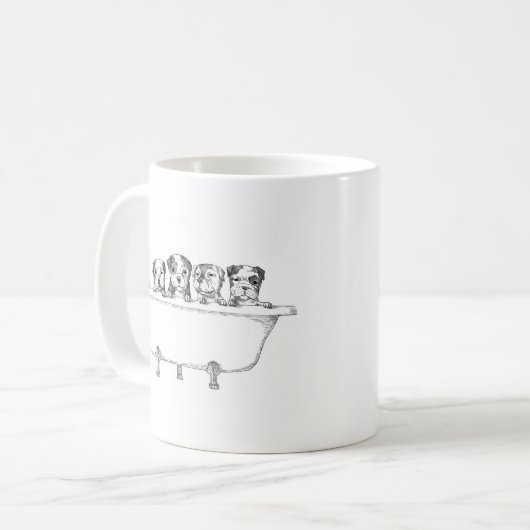 Pitbull Welpen in der Wanne - Illustration Kaffeetasse (Vorderseite Links)