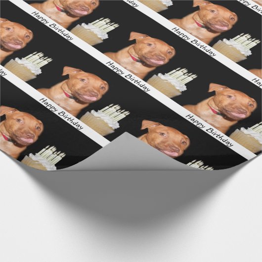 Pitbull Welpengeburtstag Geschenkpapier (Ecke)