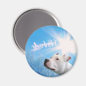 PItbull White Dog Weihnachtswunsch Magnet (Vorderseite/Rückseite)