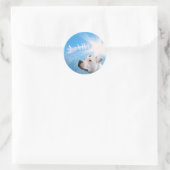 PItbull White Dog Weihnachtswunsch Runder Aufkleber (Tasche)