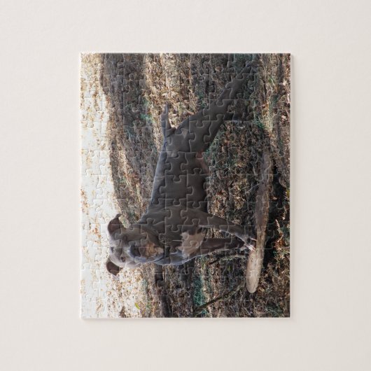 Pitbulle mit Skateboard Puzzle (Vertikal)