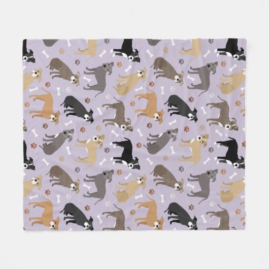 Pitbulle Paws and Bones Fleece Blanket (Vorderseite (Horizontal))