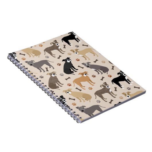 Pitbulle Paws and Bones Notebook Notizblock (Rechte Seite)