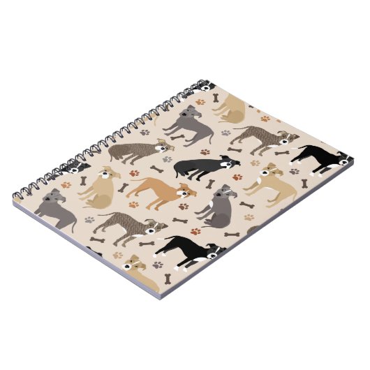 Pitbulle Paws and Bones Notebook Notizblock (Linke Seite)