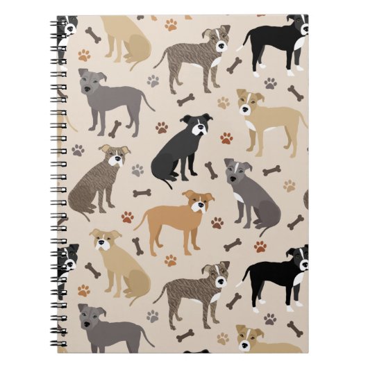 Pitbulle Paws and Bones Notebook Notizblock (Vorderseite)