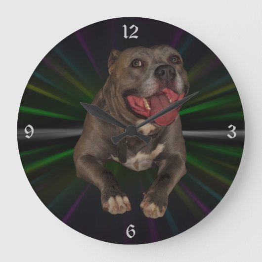 Pitbulle Wall Clock Große Wanduhr (Vorderseite)