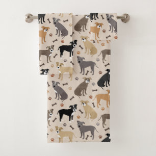 Pitbullöcher und Knochen Badetuch Set