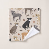 Pitbullöcher und Knochen Badetuch Set (Waschlappen)
