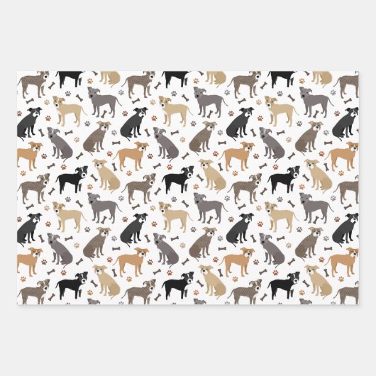 Pitbullöcher und Knochen-Papierblätter Geschenkpapier Set (Vorderseite 3)