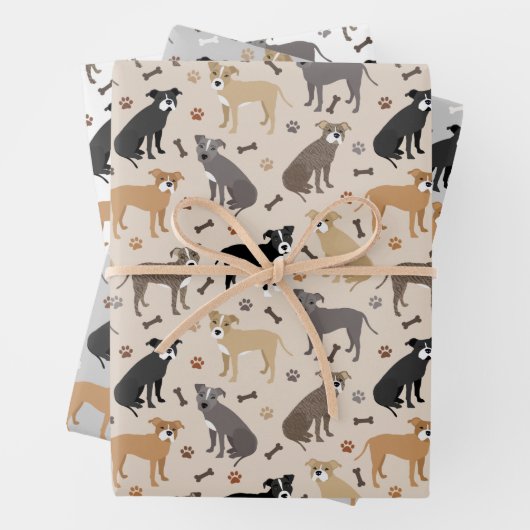 Pitbullöcher und Knochen-Papierblätter Geschenkpapier Set (Beispiel)
