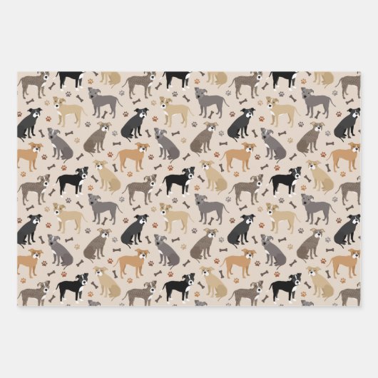 Pitbullöcher und Knochen-Papierblätter Geschenkpapier Set (Vorderseite)